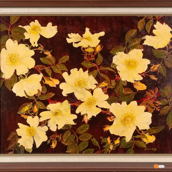 Brenda Shore '79 - framed oil on board "Mermaid Rose" H390 W490