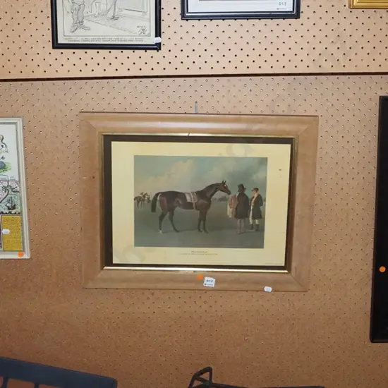 framed Asian watercolour, framed horse print, framed map of Kent - orange dots (some foxing)