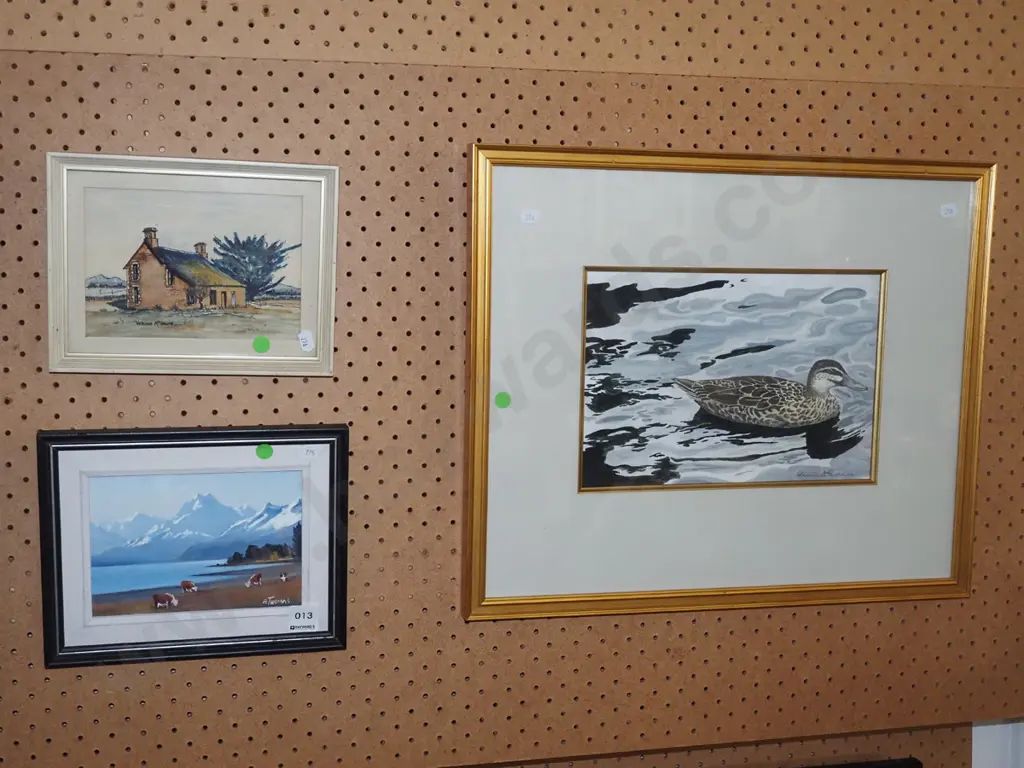 framed watercolour, framed oil, framed print - green dots Image 1++