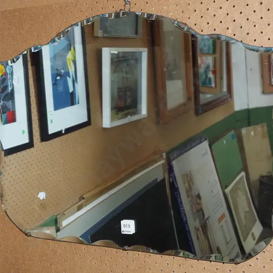 retro scalloped edge mid century wall mirror H450 W610