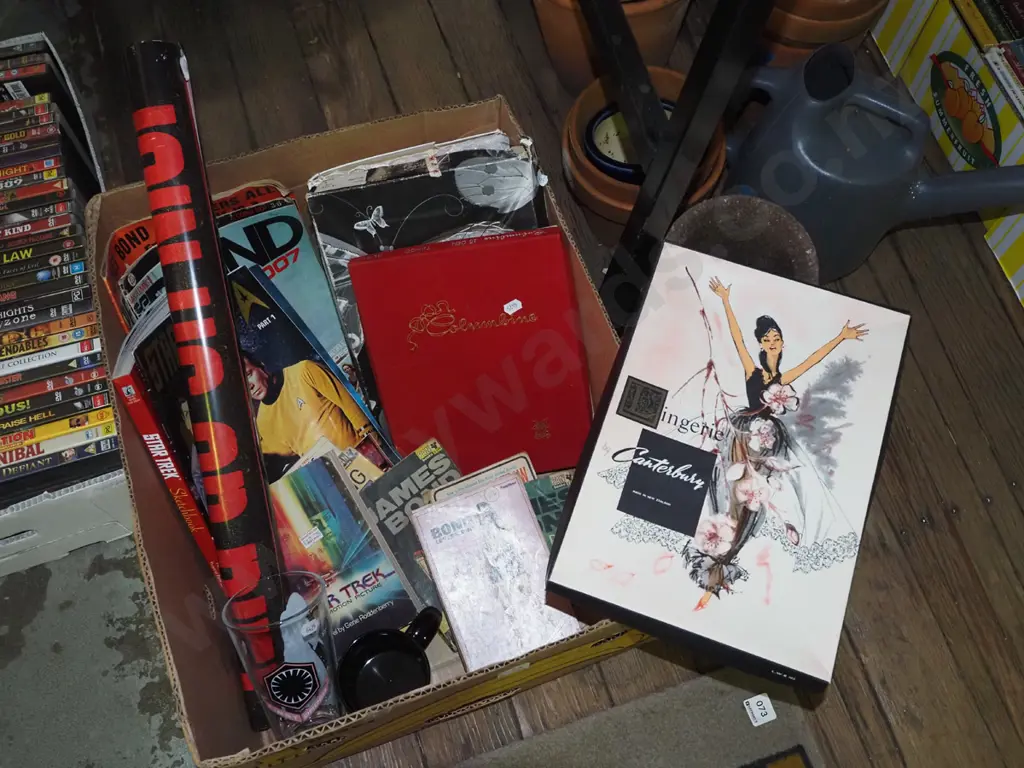 box; James Bond books, boxed lingerie, glass tumbler etc Image 1++