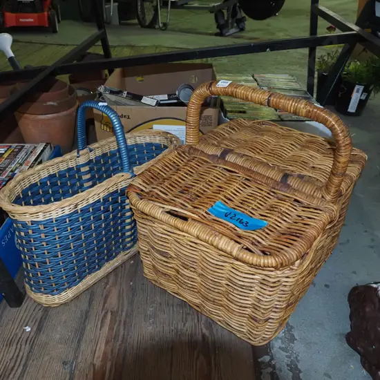cane picnic hamper, woven cane basket