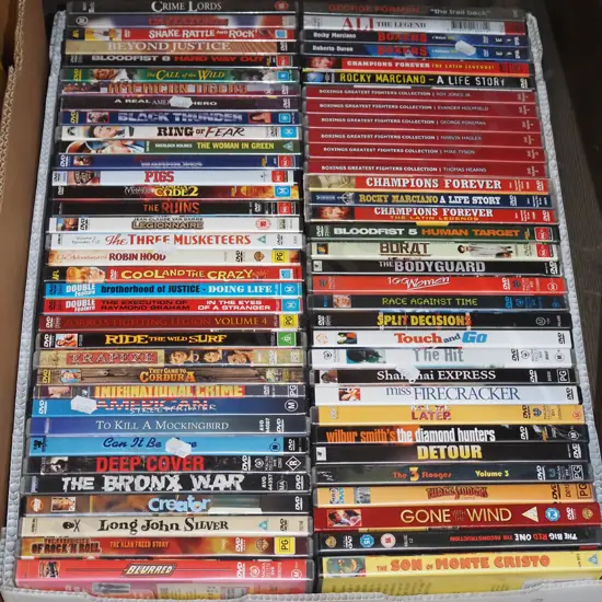 box of DVDs