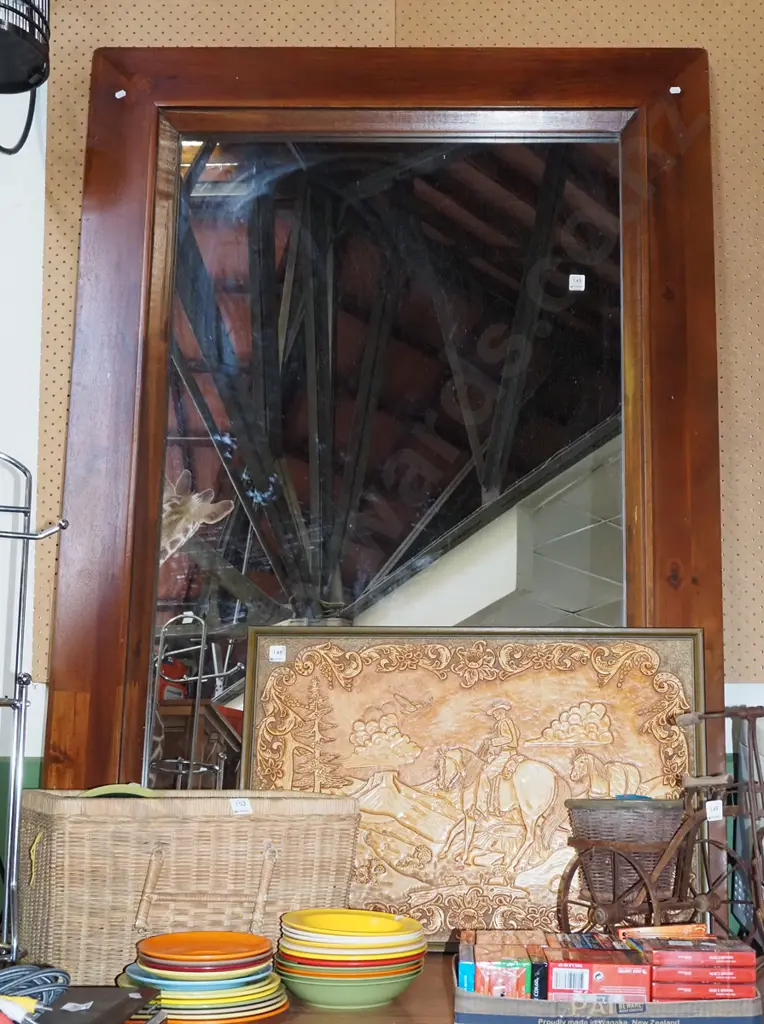 large heavy hardwood framed wall mirror H1500 W1060 Image 1++