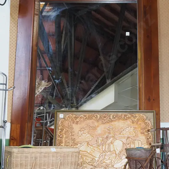 large heavy hardwood framed wall mirror H1500 W1060