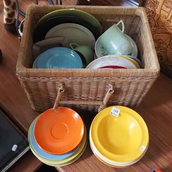 cane basket, picnic ware