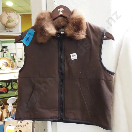 child's large oilskin vest with fur collar
