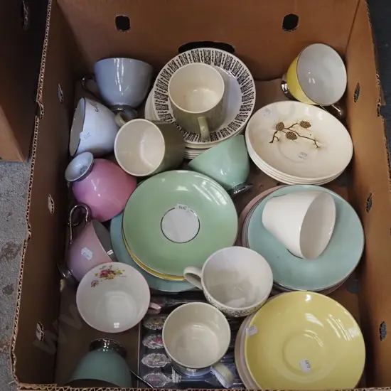 box; cups, saucers, bowls etc