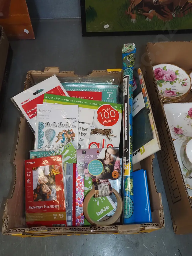 box of crafting supplies, cards etc Image 1++