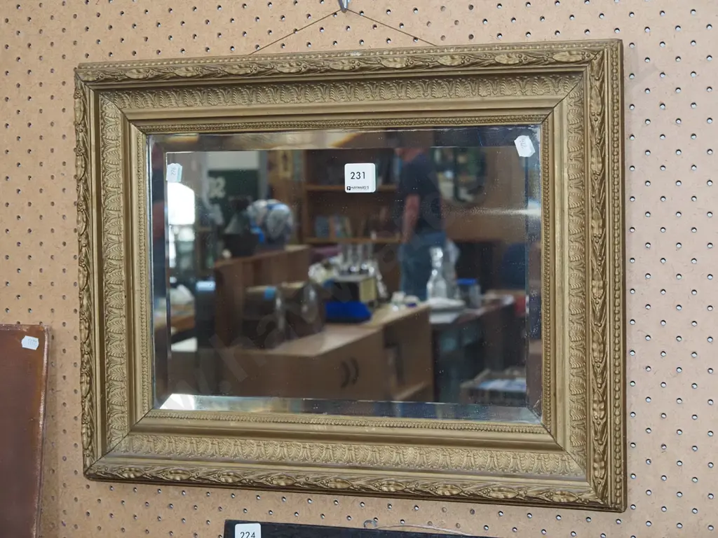 bevelled edge gilt framed wall mirror Diam500 Image 1++