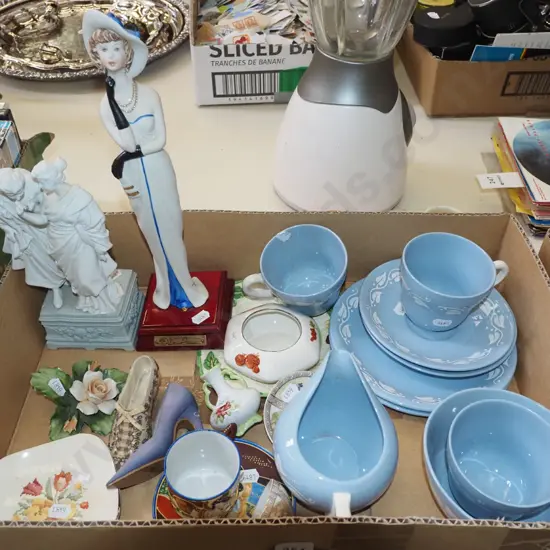 Grindley azure leaf creamer, figurines Tallest H300etc