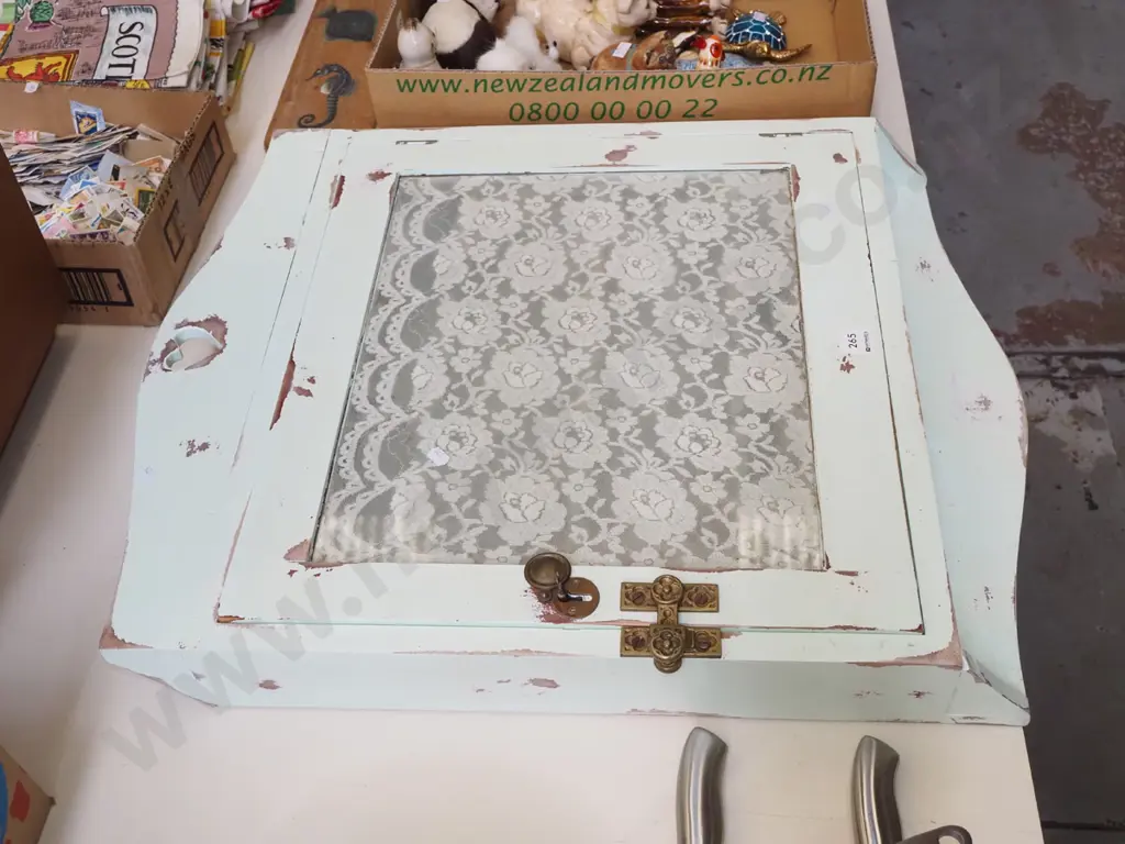 distrees painted wall mounted cabinet - smells inside H700 W550 Image 1++