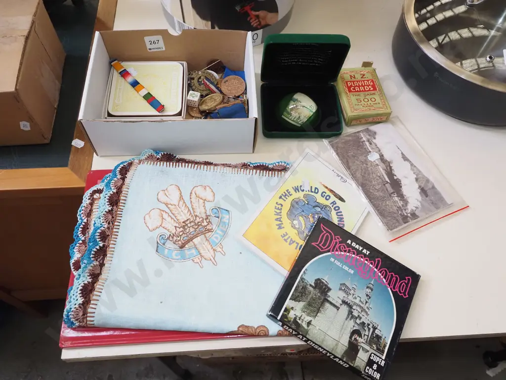 assorts; postcards, super 8 film, paper weights, medals etc Image 1++