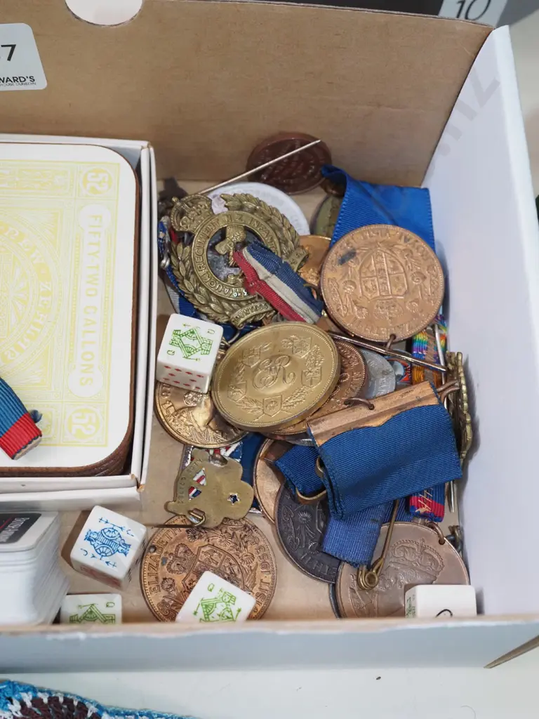 assorts; postcards, super 8 film, paper weights, medals etc Image 1++