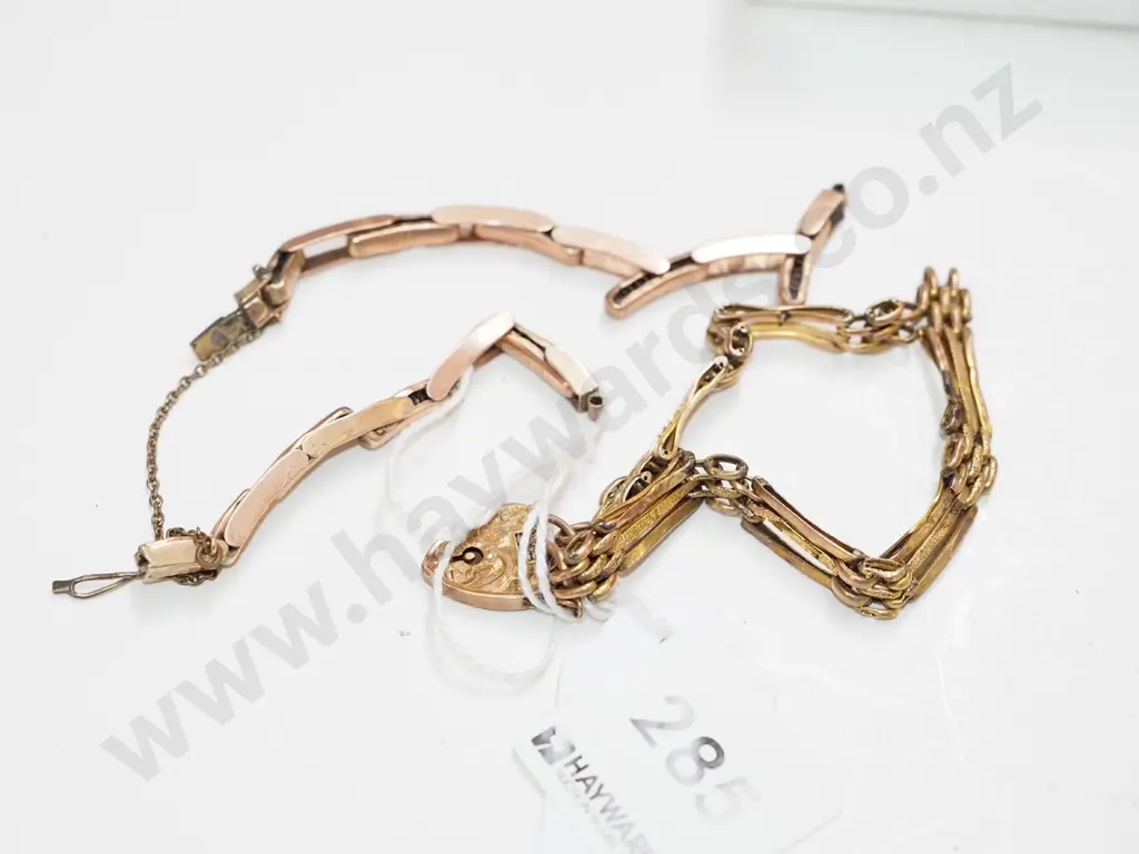 9ct bracelet and watch strap - both broken - approx total 9gm Image 1++