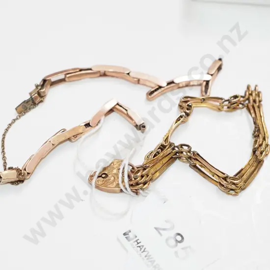 9ct bracelet and watch strap - both broken - approx total 9gm