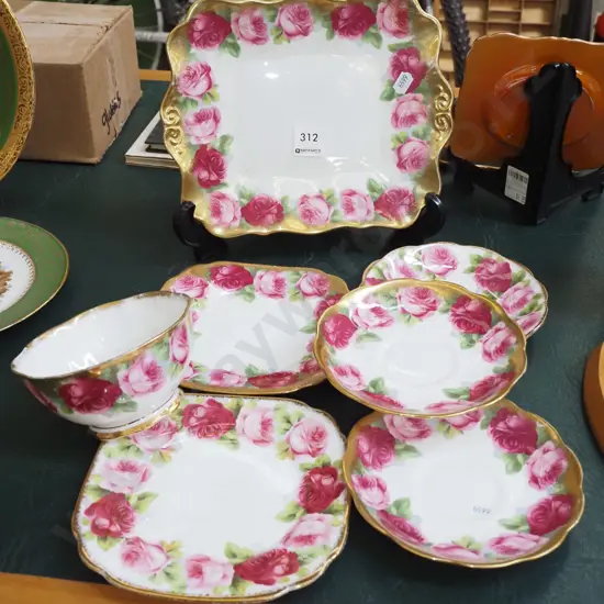 Royal Albert Old English rose cups, plates, bowl