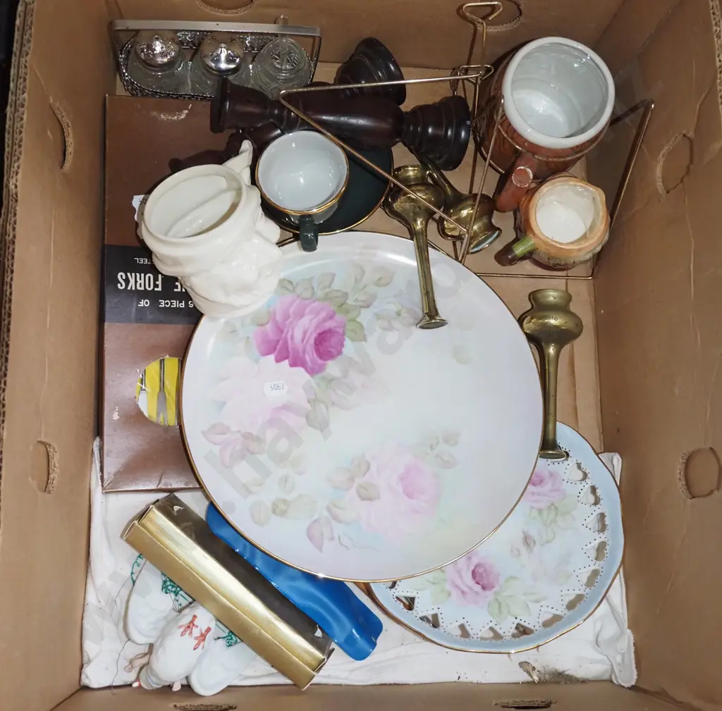 floral plates, toby jug, wooden candlesticks etc Image 1++