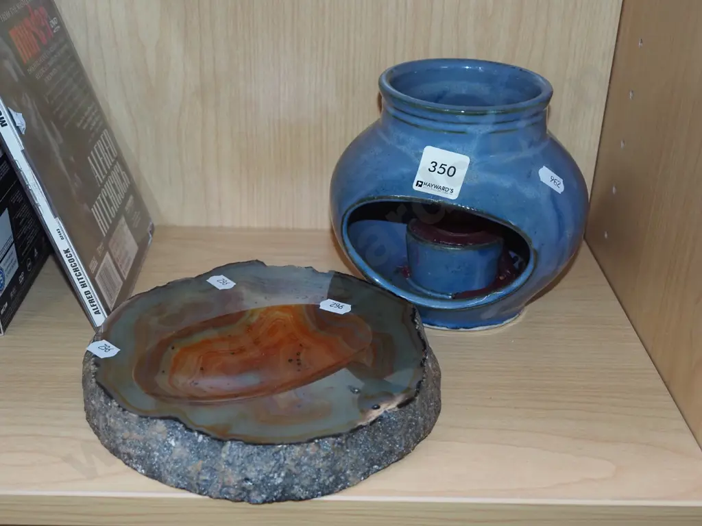 ceramic tea candle lantern, polished stone ash tray Image 1++