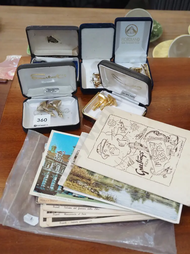 assorted cufflinks, postcards Image 1++