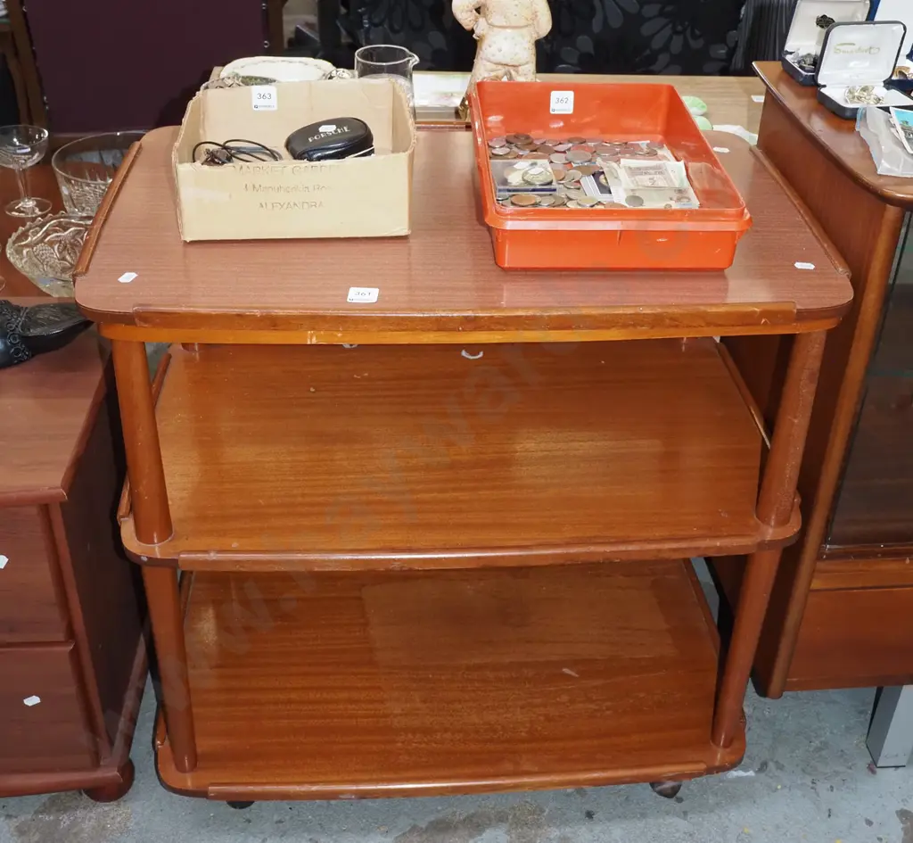 mid century 3 tier tea wagon Image 1++