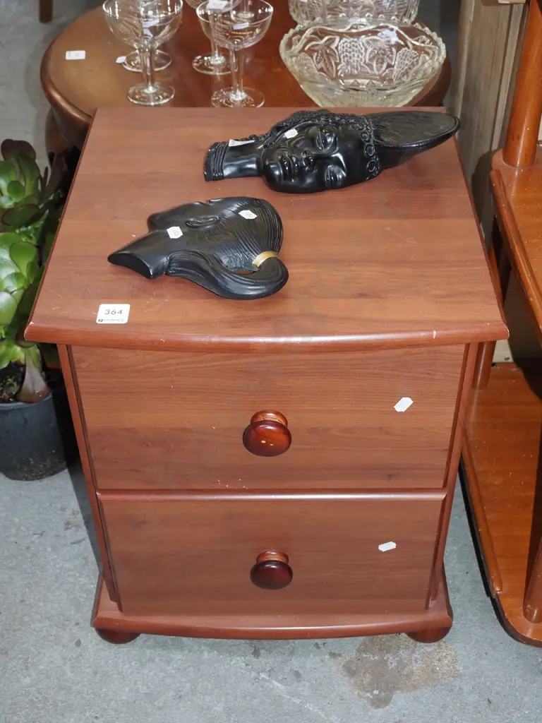 mdf faux wood veneer 2 drawer bedside cabinet Image 1++