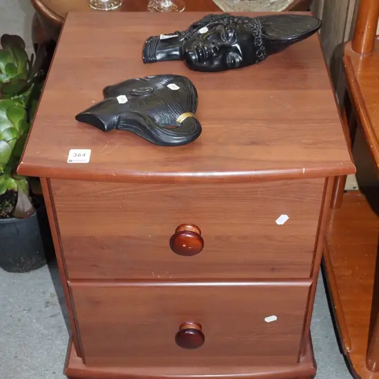 mdf faux wood veneer 2 drawer bedside cabinet