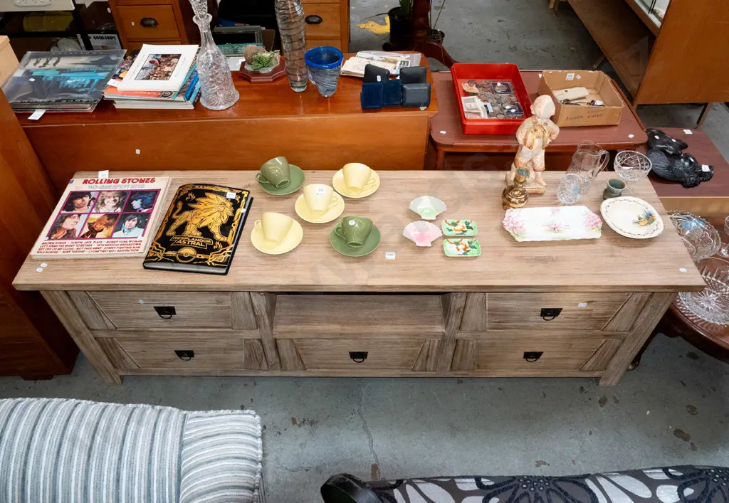 contemporary solid wood 5 drawer sideboard H610 W1800 D450 Image 1++