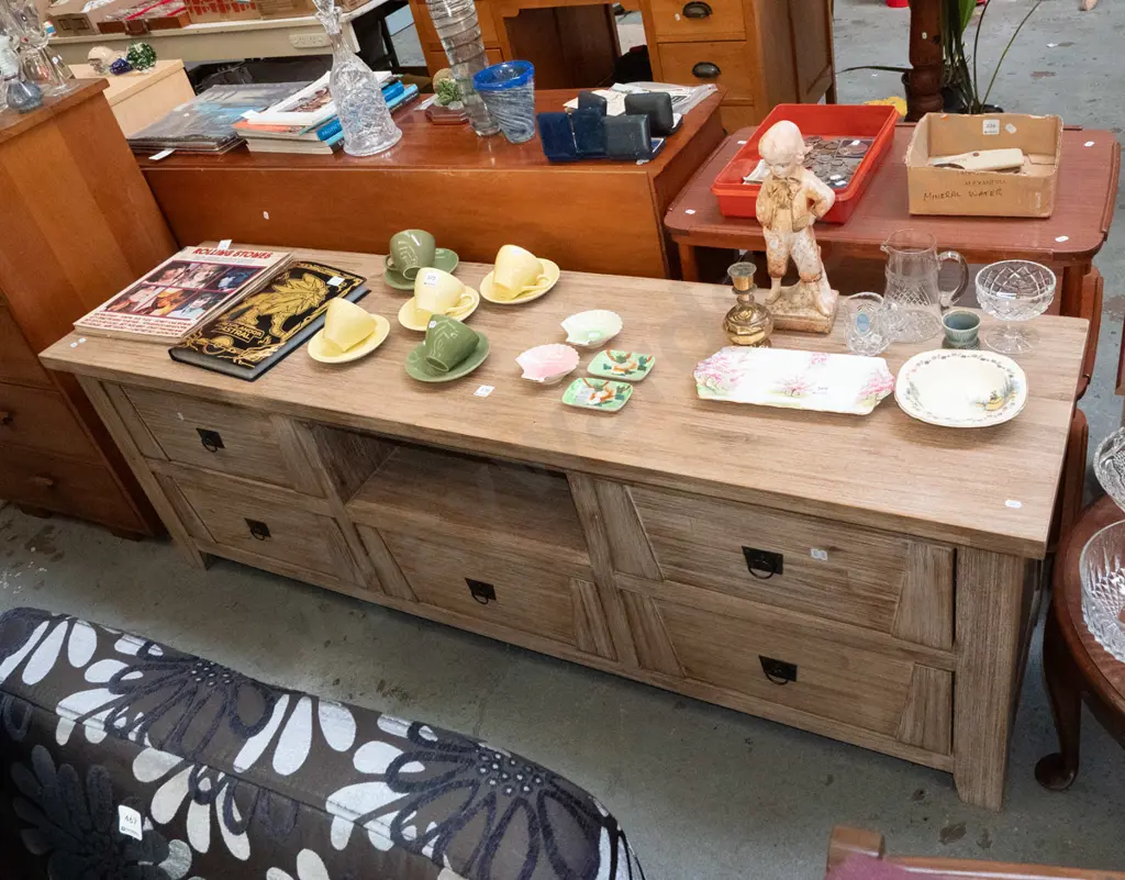 contemporary solid wood 5 drawer sideboard H610 W1800 D450 Image 1++