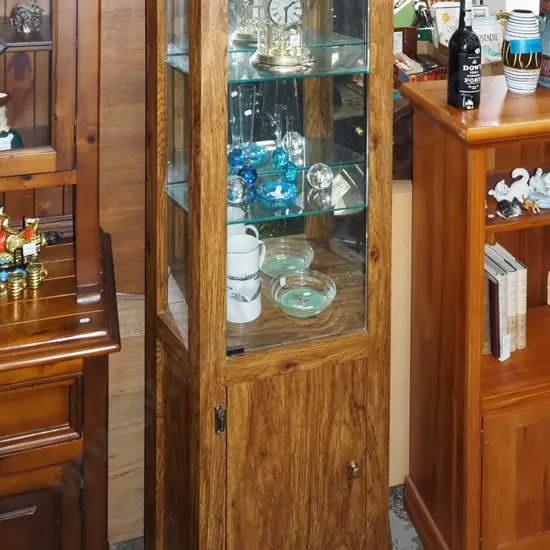 mdf faux oak veneer 2 door display cabinet with 1 door H1815 W700 D300