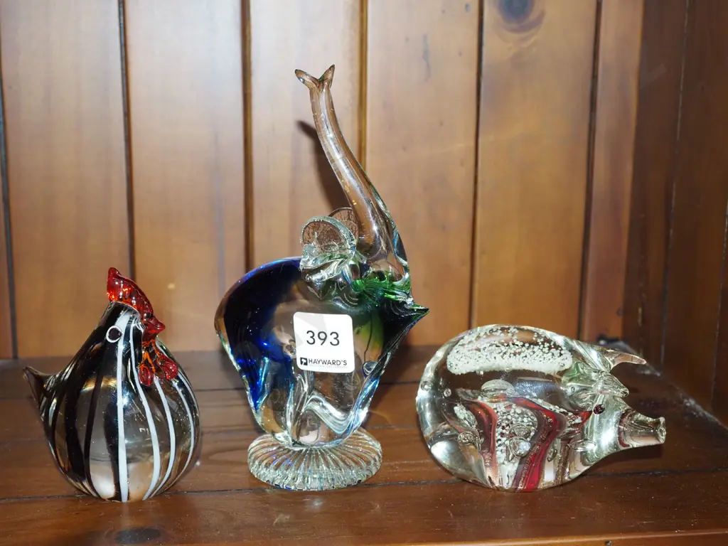 3x art glass animal figurines Tallest elephant H175 Image 1++