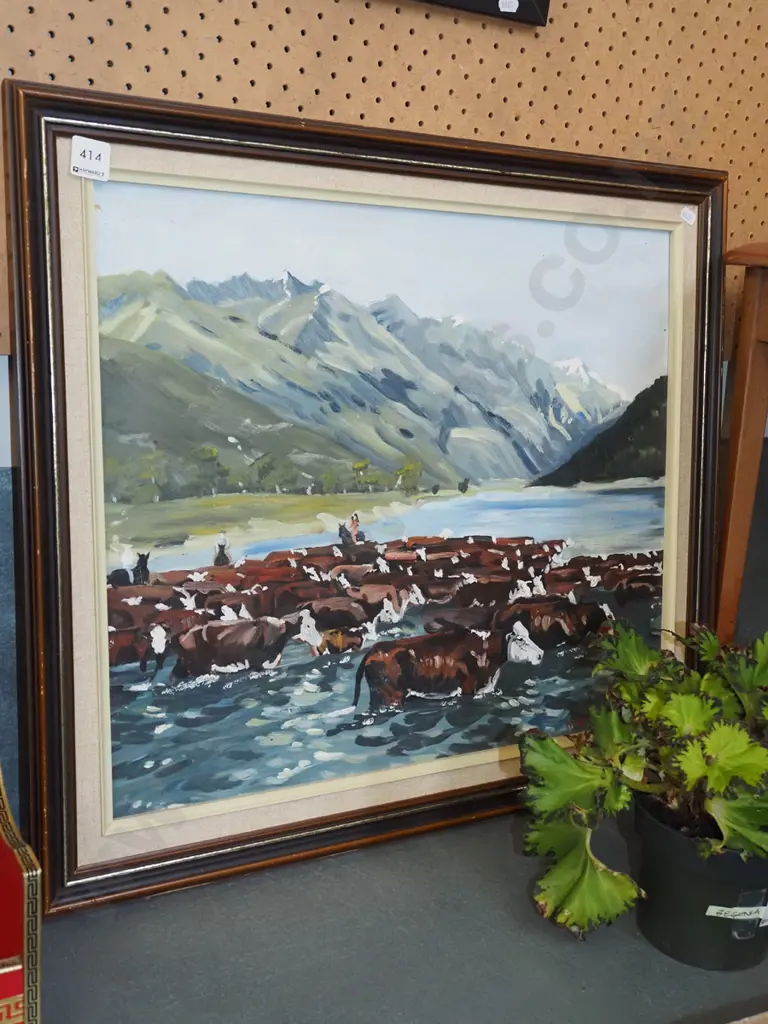 framed oil - cattle by stream Image 1++
