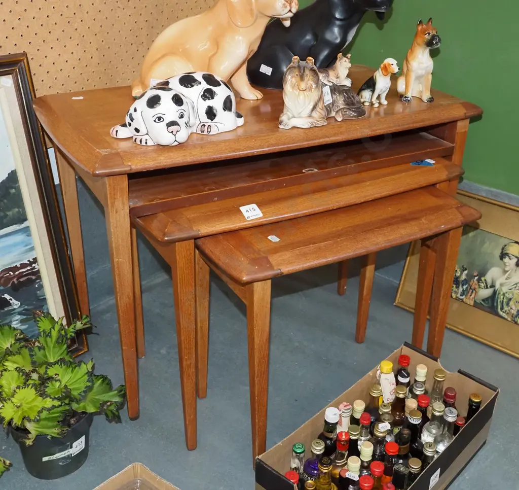 3x mid century mahogany tables - need attention Image 1++