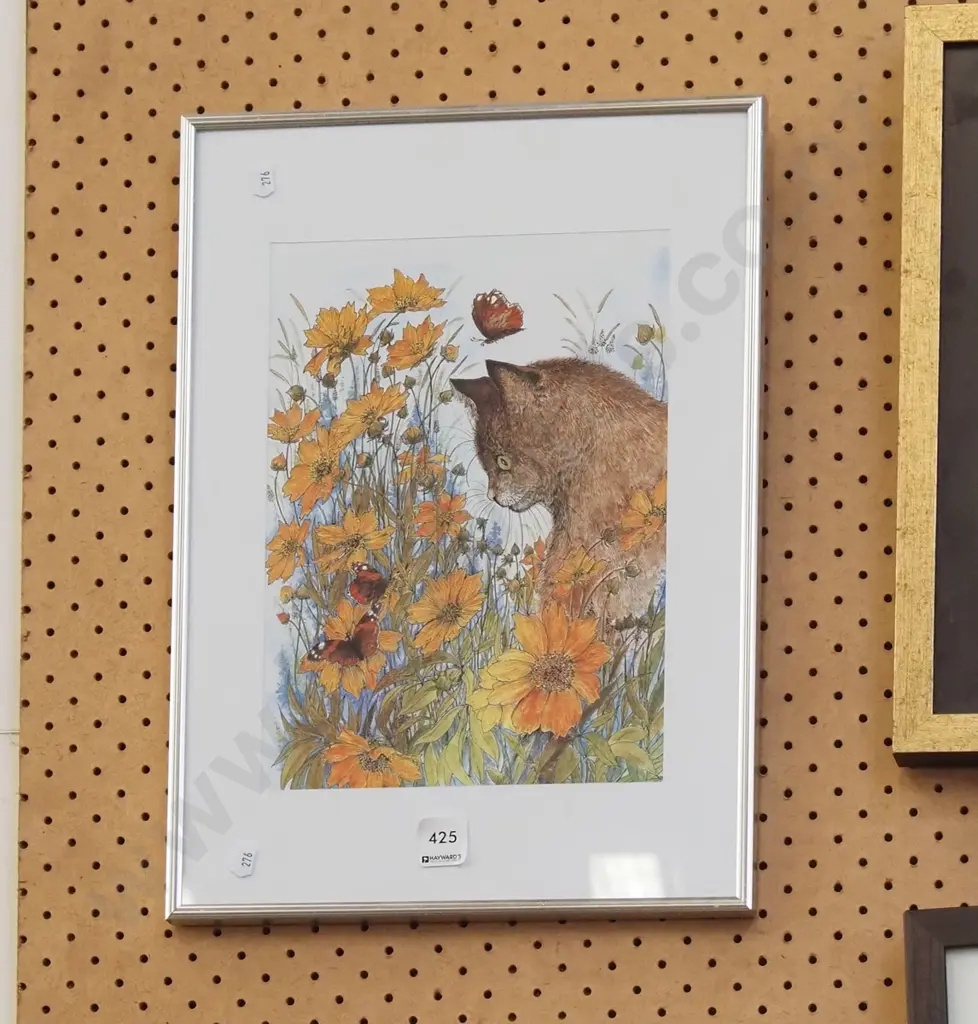 framed print - cat and butterflies Image 1++