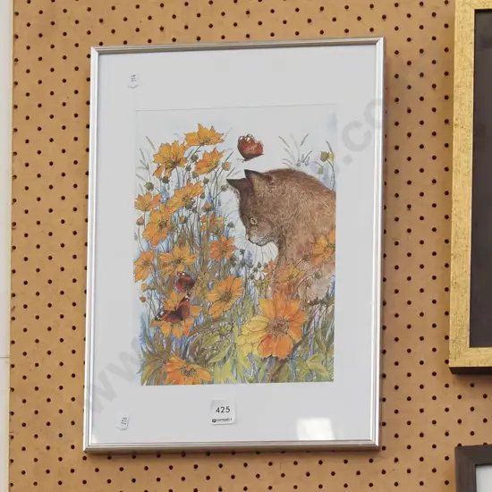 framed print - cat and butterflies