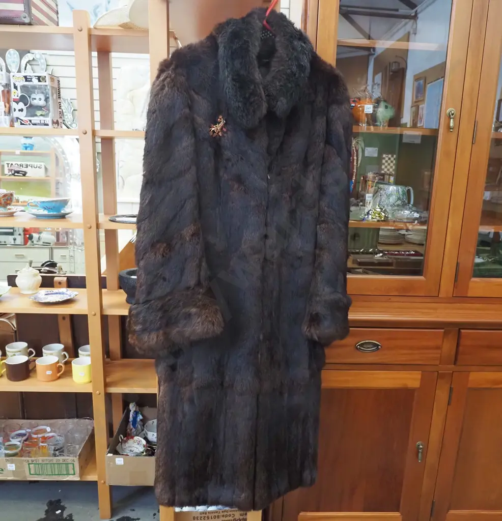 ladies fur full length coat and stole Image 1++