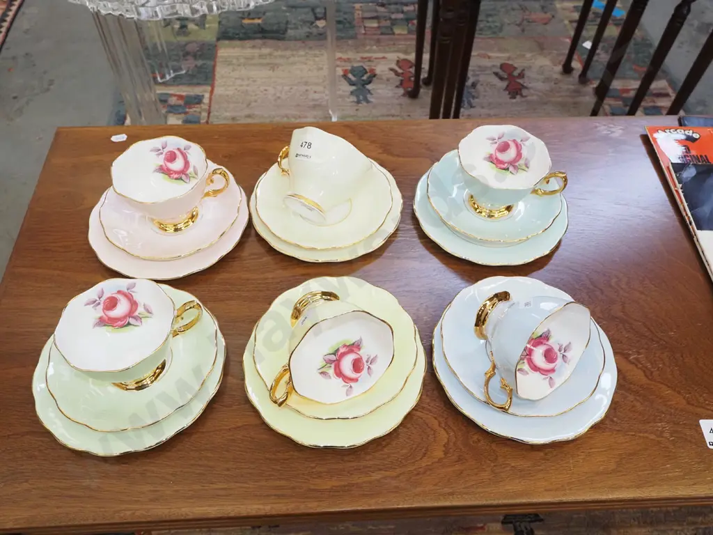 6x Royal Albert painters rose trios Image 1++