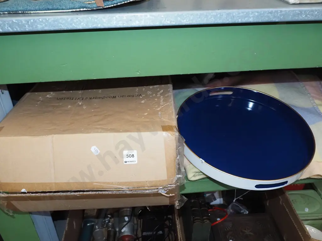 boxed as new blue and white circular plastic trays Image 1++