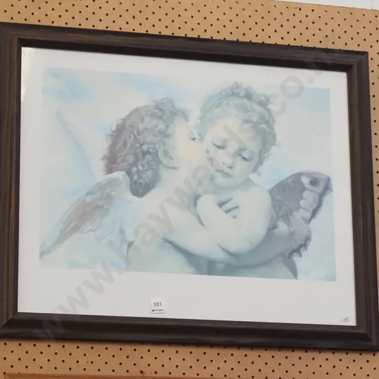 framed print - kissing cherubs - fading