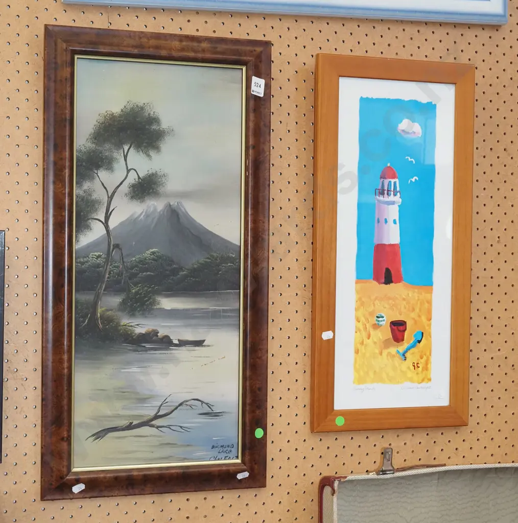 colonial oil - lake and mountain scene - damage Image 1++