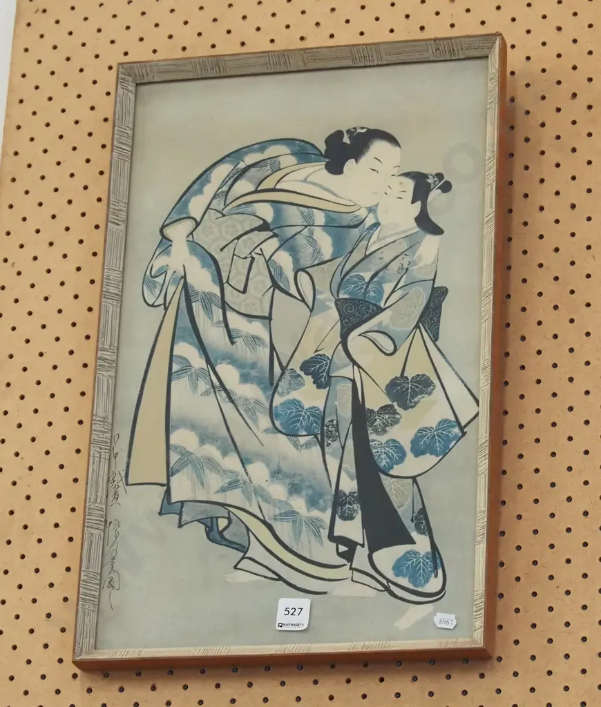 framed Japanese print - man and woman Image 1++