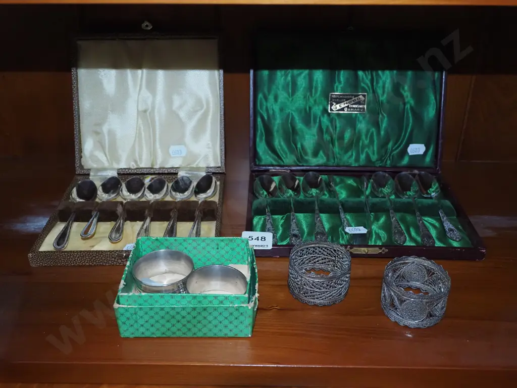 plated ware, teaspoons, napkin rings Image 1++