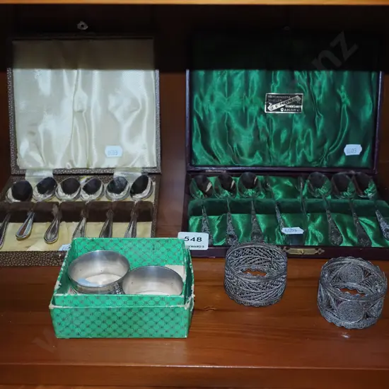 plated ware, teaspoons, napkin rings