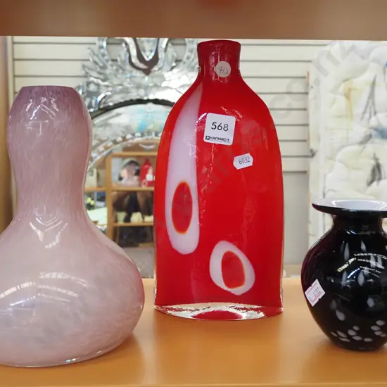 3x studio glass vases H250