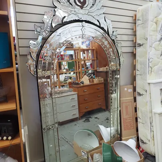large reproduction Victorian style wall mirror - missing pieces at crest H2110 W1180
