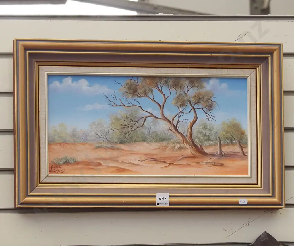framed oil on board - outback landscape Image 1++