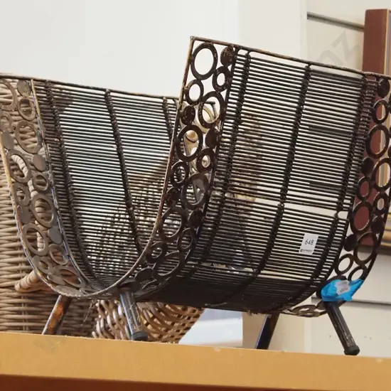 metal and cane magazine rack