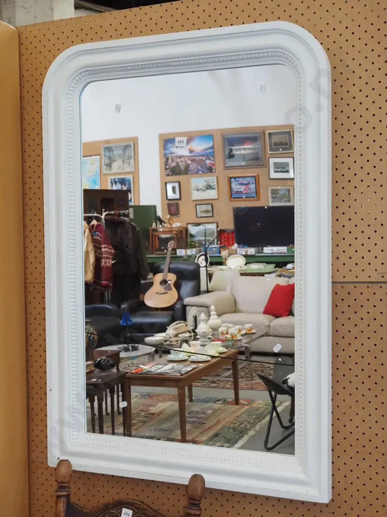 white wood framed wall mirror H950 W650 Image 1++