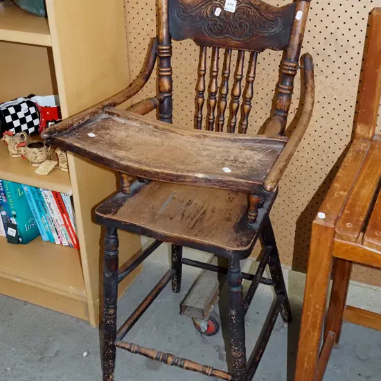 pressed wood spindle back high chair