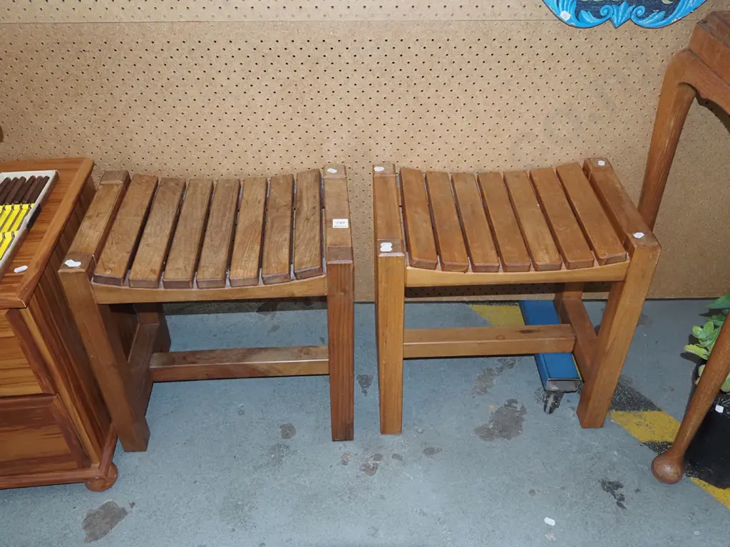 2x small rimu stools H460 Image 1++